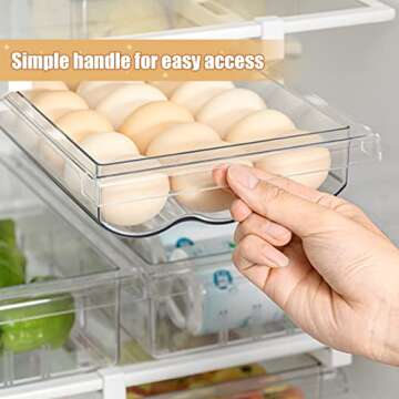 Egg Holder For Refrigerator，Mini Fridge Drawer Organizer Refrigerator Egg Storage Bin Clear Egg Tray Egg Organizer Clear Plastic Storage Container Egg Container for Refrigerator