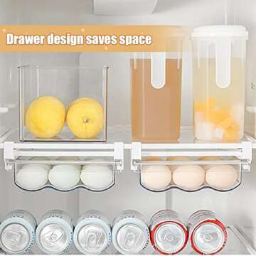 Egg Holder For Refrigerator，Mini Fridge Drawer Organizer Refrigerator Egg Storage Bin Clear Egg Tray Egg Organizer Clear Plastic Storage Container Egg Container for Refrigerator