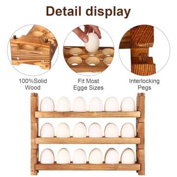 Stackable Wooden Egg Holder for 36 Fresh Eggs - Rustic Decor