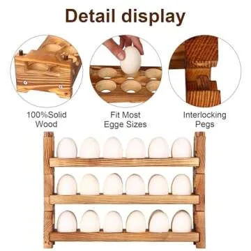 Stackable Wooden Egg Holder for 36 Fresh Eggs - Rustic Decor
