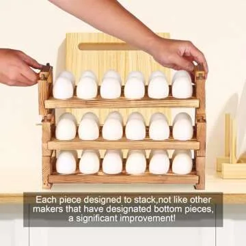 Stackable Wooden Egg Holder for 36 Fresh Eggs - Rustic Decor