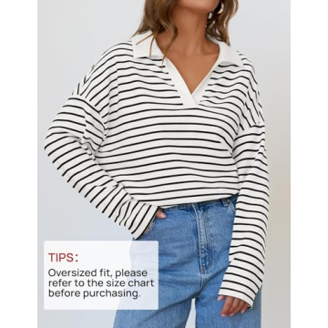 Zesica Striped V Neck Sweatshirt for Chic Comfort