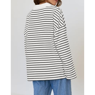 Zesica Striped V Neck Sweatshirt for Chic Comfort