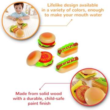 Hape Wooden Hamburger and Hot Dogs Set for Creative Play