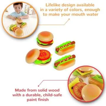 Hape Wooden Hamburger and Hot Dogs Set for Creative Play