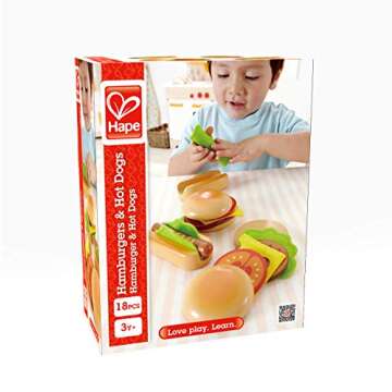Hape Wooden Hamburger and Hot Dogs Set for Creative Play