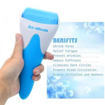 AFOUNDA Ice Roller for Face, Eyes and Whole Body Relief, Reduces Puffiness, Migraine Pain Relief & Energizes Skin - Ideal for All Skin Types (Blue)