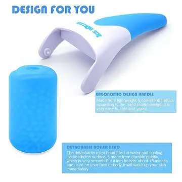 AFOUNDA Ice Roller for Face, Eyes and Whole Body Relief, Reduces Puffiness, Migraine Pain Relief & Energizes Skin - Ideal for All Skin Types (Blue)