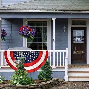 Gift Boutique Patriotic Bunting Banner 4 Pack American Flag Stars and Stripes USA July 4 Red White & Blue 48" x 24" Pleated with Grommets for Memorial Day and Independence Day Outdoor Decorations