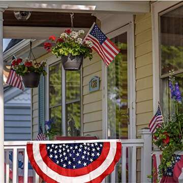 Gift Boutique Patriotic Bunting Banner 4 Pack American Flag Stars and Stripes USA July 4 Red White & Blue 48" x 24" Pleated with Grommets for Memorial Day and Independence Day Outdoor Decorations