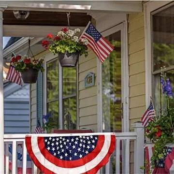 Gift Boutique Patriotic Bunting Banner 4 Pack American Flag Stars and Stripes USA July 4 Red White & Blue 48" x 24" Pleated with Grommets for Memorial Day and Independence Day Outdoor Decorations