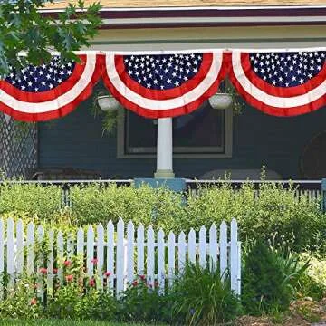 Gift Boutique Patriotic Bunting Banner 4 Pack American Flag Stars and Stripes USA July 4 Red White & Blue 48" x 24" Pleated with Grommets for Memorial Day and Independence Day Outdoor Decorations