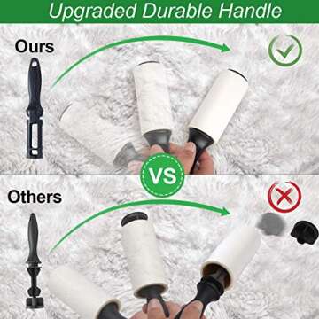 Lint Roller Pet Hair Remover Extra Sticky Rollers with Travel Mini Tape Roller for Clothes, Car Seat, Sofa -8 Count