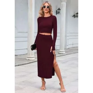 Stylish Pink Queen 2 Piece Knit Sweater Skirt Set