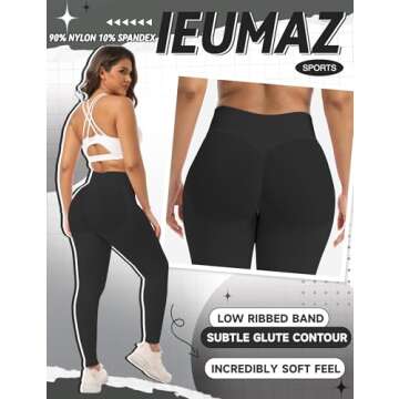 Ieumaz Scrunch Butt Lifting Leggings for Women Impact Gym Seamless Workout Leggings Mid Low Waist Tummy Control Yoga Pants