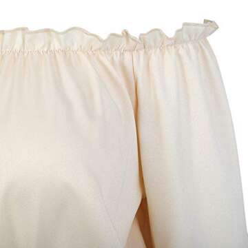 Frawirshau Beige Off-Shoulder Renaissance Pirate Blouse, Women's Steampunk Peasant Top, Size S