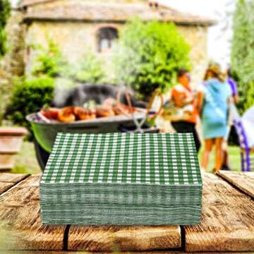 Gatherfun Green Plaid Disposable Napkins - 50 Pack