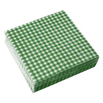 Gatherfun Green Plaid Disposable Napkins - 50 Pack