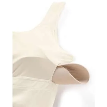 CRZ YOGA Butterluxe Womens U Back Sports Bra - Scoop Neck Padded Low Impact Yoga Clothes Workout Crop Top with Built in Pads White Apricot X-Small