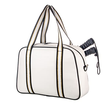 Stylish PU Leather Pickleball Tote with Adjustable Strap