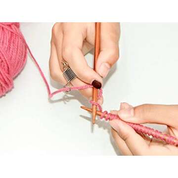 VinBee 6 Pack Knitting Crochet Loop Ring for Fingers 2 Size Crochet Ring Guide Finger Holder Knitting Thimble for Crochet Knitting Crafts Accessories Tool