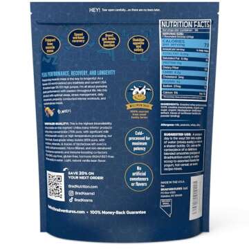 B.rad Grass-Fed Whey Protein Isolate Powder with Creatine | All-Natural, Clean Ingredients | 100% US...