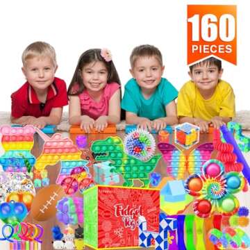 Fidget Toys Set, 160 Pack Sensory Toys Party Favors Kids Autism Autistic Children, Classroom Treasure Box Chest Prizes Pinata Stuffer Gifts Small Mini Bulk Toy Carnival ADHD