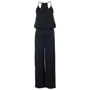 URBAN K Women's Plus and Regular Size Racer Back Jumpsuit - Effortless Style and Comfort in Black