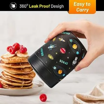 Charcy 9oz Stainless Steel Vacuum Insulated Kids Food Jar - Soup Thermo for Hot & Cold Food - Gray Astronaut