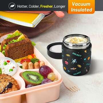 Charcy 9oz Stainless Steel Vacuum Insulated Kids Food Jar - Soup Thermo for Hot & Cold Food - Gray Astronaut