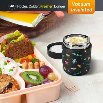 Charcy 9oz Stainless Steel Vacuum Insulated Kids Food Jar - Soup Thermo for Hot & Cold Food - Gray Astronaut