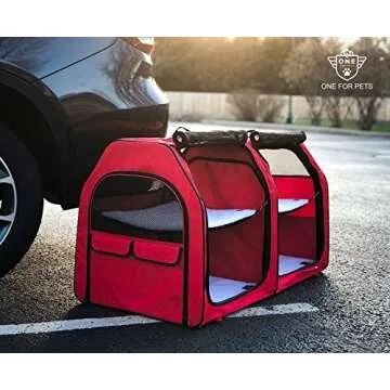 One for Pets Cat Show House Portable Dog Kennel (Shelter) Red/Cream/Tan