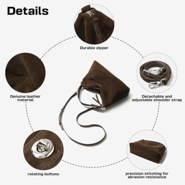 Genuine Leather Suede Hobo Bags for Women, Brown Suede Handbag Suede Purse Retro Slouchy Suede Tote Bag Shoulder Bag