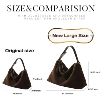 Genuine Leather Suede Hobo Bags for Women, Brown Suede Handbag Suede Purse Retro Slouchy Suede Tote Bag Shoulder Bag