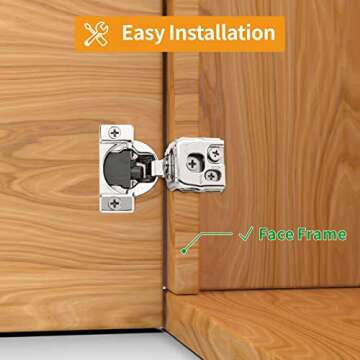 Chibery 20 Pack 1-1/4" Overlay 3D Soft Close Concealed Hinge for Face Frame Door, Smooth Slow Self Closing Hinges, Satin Nickel, Hidden 105° Open Angle Stainless Steel Hinge for Kitchen Cabinet Door