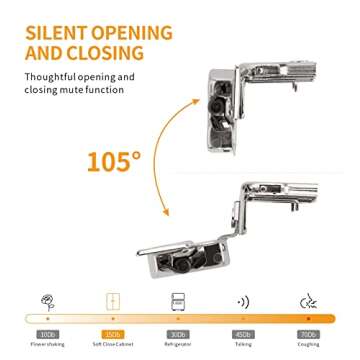 Chibery 20 Pack 1-1/4" Overlay 3D Soft Close Concealed Hinge for Face Frame Door, Smooth Slow Self Closing Hinges, Satin Nickel, Hidden 105° Open Angle Stainless Steel Hinge for Kitchen Cabinet Door