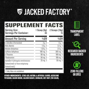 Jacked Factory NITROSURGE Pre Workout Supplement - Endless Energy, Instant Strength Gains, Clear Focus and Intense Pumps - NO Booster & Powerful Preworkout Energy Powder - 30 Servings, Watermelon