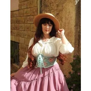 Scarlet Darkness Women Floral Belt Medieval Lace Up Plus Size Corset Belts for Christmas Blue 16