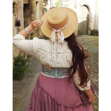 Scarlet Darkness Women Floral Belt Medieval Lace Up Plus Size Corset Belts for Christmas Blue 16