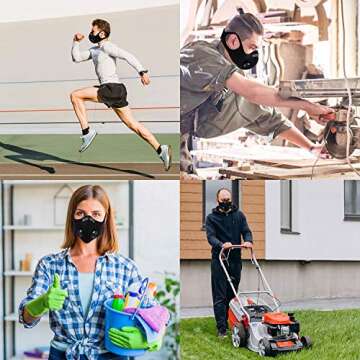 10 pcs of Activated Carbon PM2.5 Mask Filters and 4 Exhaust Valves - Non-Woven Air Pollution Face Mask Filters Inserts - Anti Haze Dustproof Replacement Filter for Face Mask Breathing Insert 5 Layers