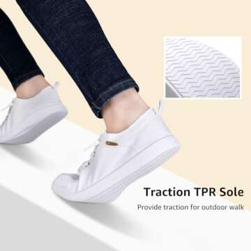 STQ White Slip on Sneakers Women Soft Comfortable Casual Canvas Tennis Shoes Machine Washable 7.5