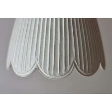 Modern Handmade Creamy Matte Pendant Light, Lamp with Scallops, Hanging Pendant, Art Deco Pendant Light, 9 "W x 9 "H x 9 "D, Lamp for Living Room Bedroom Home Decor