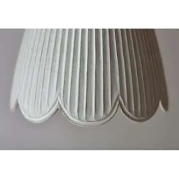 Modern Handmade Creamy Matte Pendant Light, Lamp with Scallops, Hanging Pendant, Art Deco Pendant Light, 9 "W x 9 "H x 9 "D, Lamp for Living Room Bedroom Home Decor