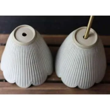 Modern Handmade Creamy Matte Pendant Light, Lamp with Scallops, Hanging Pendant, Art Deco Pendant Light, 9 "W x 9 "H x 9 "D, Lamp for Living Room Bedroom Home Decor