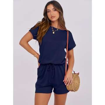 ANRABESS Rompers for Women Summer 2025 Casual Dressy One Piece Tshirt Short Pants Jumpsuit Beach Vac...