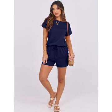 ANRABESS Rompers for Women Summer 2025 Casual Dressy One Piece Tshirt Short Pants Jumpsuit Beach Vacation Outfit Clothes A233-zanglan-L Navy Blue