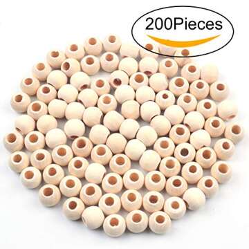 Jdesun 200 Pieces Wooden Beads, Natural Round Wood Loose Beads Wood Spacer 10mm Diameter and 3mm Hole