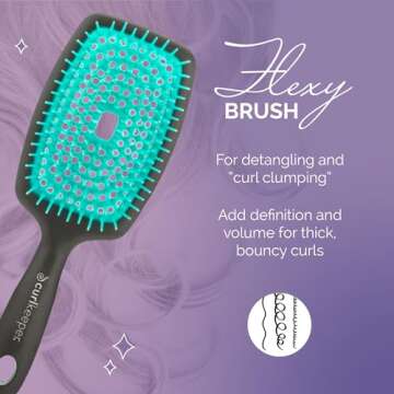 Curl Keeper Flexy Hair Brush, Turquoise - Detangling Hair Brush with Flexible Bristles for Shower Us...