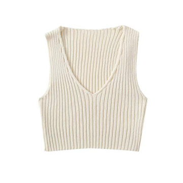 Trendy SweatyRocks V-Neck Ribbed-Knit Sleeveless Crop Vest