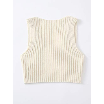 Trendy SweatyRocks V-Neck Ribbed-Knit Sleeveless Crop Vest